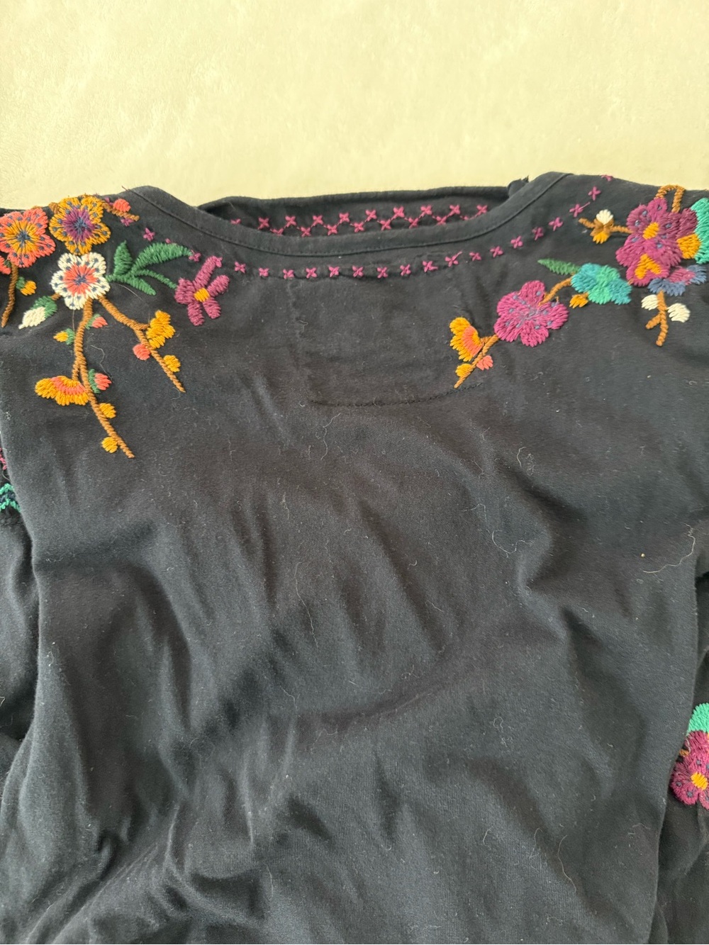 Johnny Was Biya Embroidered Floral Black Soft Dress Size Small E12 - Picture 8 of 8